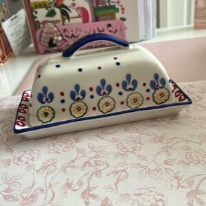 Gypsy Signature Red and Blue Butter Dish
